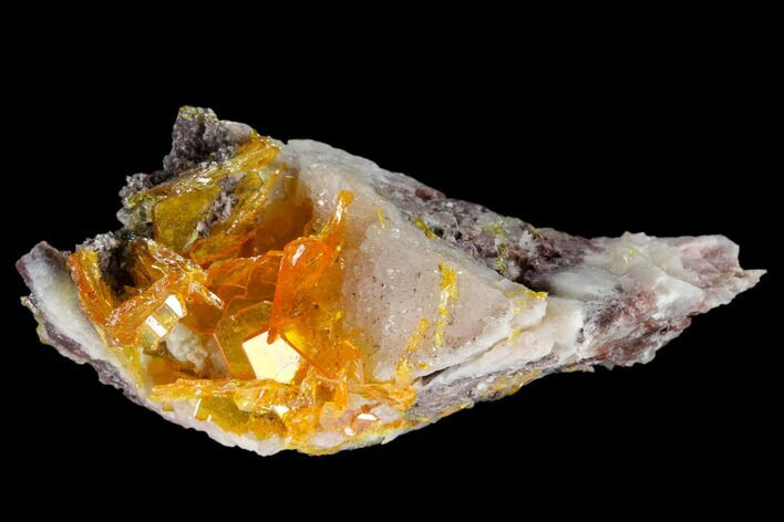 Orange Wulfenite Crystals on Quartz - Rowley Mine, Arizona #118963